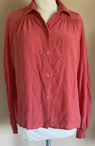 Vintage Valentino Boutique 100% Silk Blouse Jacket 8 Made in Italy Coral Pink - Picture 1 of 6