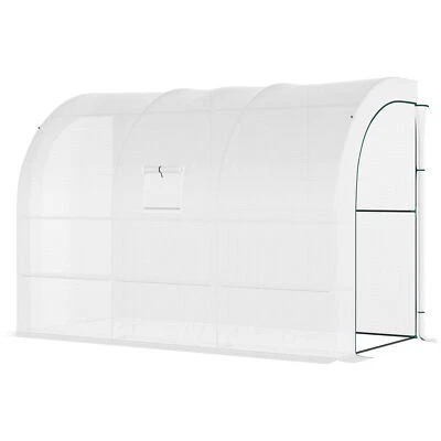UIRIO Outdoor Walk-In Lean To Greenhouse 10x5 ft PE Cover, Zippered Doors, 3 Shelves