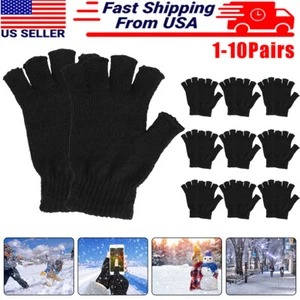 Lote Guantes Medio Dedo Invierno Cálidos Tejidos Guantes Sin Dedos para Hombres Mujeres EE. UU. - Imagen 1 de 13