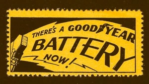 Vintage Good Year Battery Poster Stamp - Radio Anouncment - est 1940's-50's - Picture 1 of 1