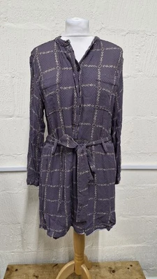 REISS Chain Pattern Stripe Belted Long Sleeve Shirt Dress UK 14 - Image 1 of 4