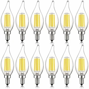 12-Pack Luxrite E12 LED Bulb 60W Equivalent 3000K 550lm Dimmable Candelabra Bulb - Picture 1 of 8