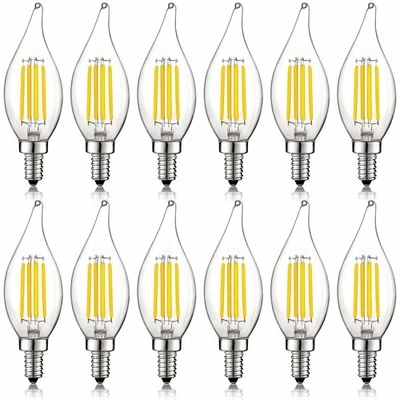 12-Pack Luxrite E12 LED Bulb 60W Equivalent 3000K 550lm Dimmable Candelabra Bulb - Image 1 of 4
