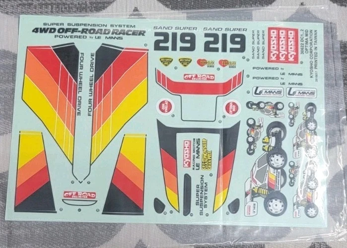 NEW Kyosho OPTIMA MID Sticker Sheet Buggy Body Decals 1/10 Red Yellow Black Rare - Image 1 of 1