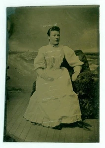 Antique, 126, 1870's Tintype Photo, Lady in the studio, 2.25" x 3.25" - Picture 1 of 4