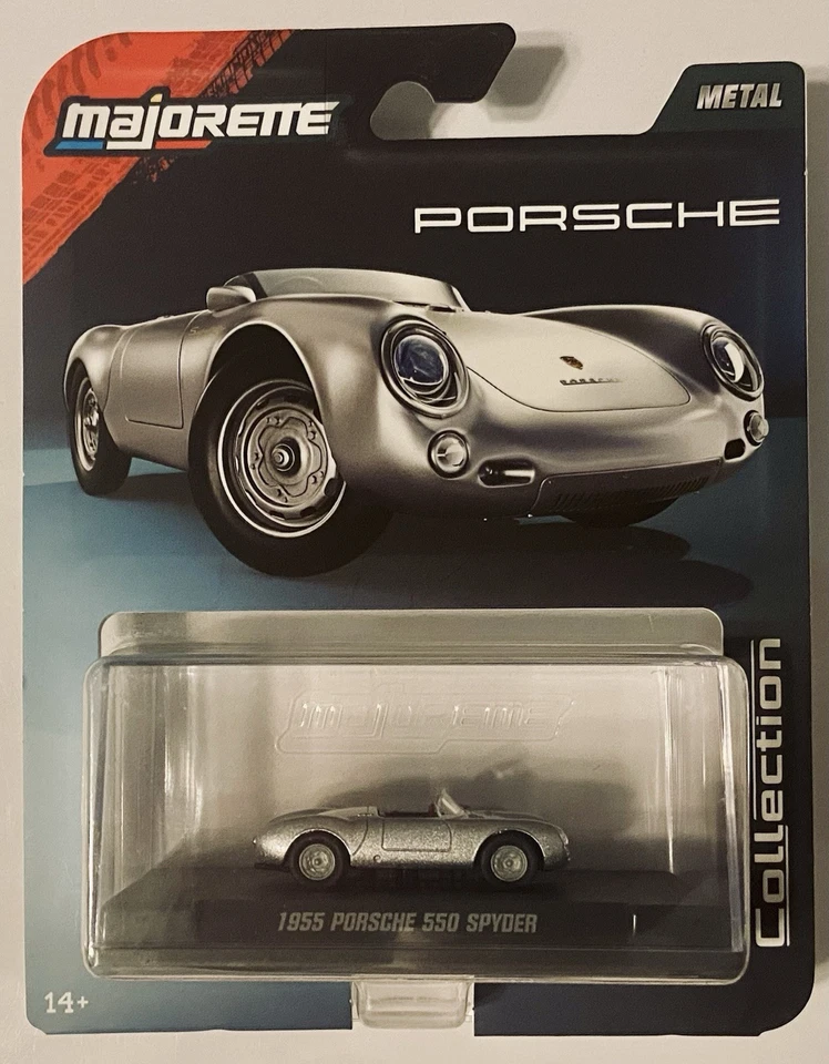 Majorette 1955 Porsche 550 Spyder Metallic Silver 1 64 in Package with Show Case