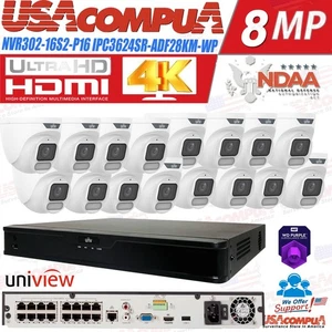 UNIVIEW 16ch 4K NVR Network Uniview 16x4MP NDAA Audio IP Camera Security Kit - Picture 1 of 9