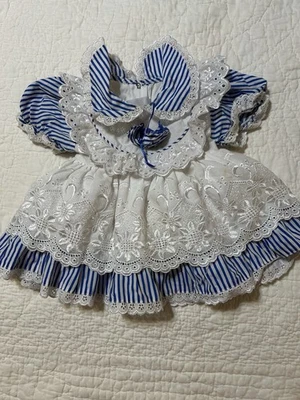 VTG Little Girls Size 9 Mos Dress Pageant Party Blue Ruffled w/WHITE LACE - Image 1 of 4