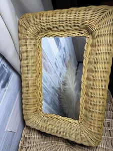 Vintage Boho Wicker Wall Mirror Rattan, Wicker Mirror. - Picture 1 of 8