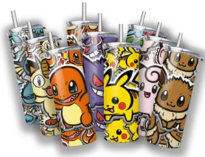 Pokemon 20 OZ STAINLESS STEEL TUMBLER CUP +LID/STRAW - Picture 1 of 37