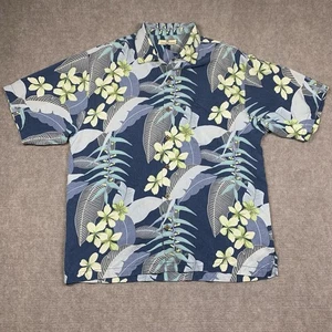 Tommy Bahama Hawaiihemd Herren Large Blau Blumen Jacquard Seide Kurzarm - Bild 1 von 9