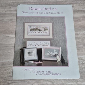 Dawna Barton Aquarell Kreuzstich gezählte Gänse Kaninchen Cottagecore Vintage Bauernhof - Bild 1 von 4