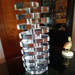 1970"s Karl Springer "Marlee" Stacked Octagon - Acrylic Lamp - 31" - Picture 1 of 10