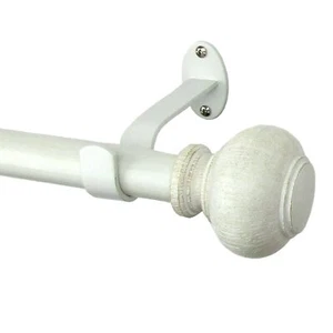 Elrene Home White Rhinebeck Single Faux-Wood 86"-120" Adjustable Curtain Rod - Picture 1 of 1