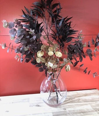 Florero hecho a mano de vidrio transparente con diseño liso H30 x superior D11 cm Foto 1 de 2