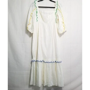 Neu mit Etikett mit MANGEL Farm Rio Midikleid cremeweiß Struktur Gr. S Puffärmel gesmokt - Bild 1 von 21