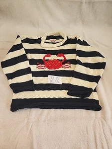 Suéter a rayas azules y blancas con cangrejo para niños del vagón rojo talla 5 - Imagen 1 de 6