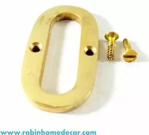 100 MM HOME DECOR 4"HEIGHT BRASS House Address NUMBERS 0' With 2 Screws - Picture 1 of 4