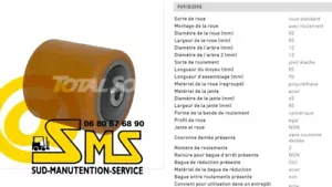 GALET 85 85 90 12 mm TRANSPALETTE ELECTRIQUE L12 FENWICK LINDE PIECES 0039903513 - Foto 1 di 1