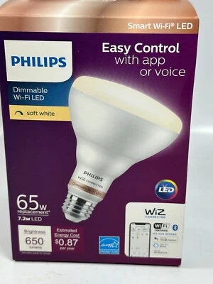 Philips Smart Wi-Fi LED Dimmable Soft White 650 Lumens 7.2W 7.2BR30/BLE Dim/927 - Image 1 of 4