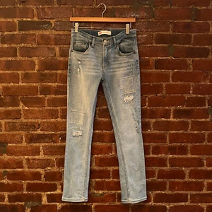 Levi’s 510 Jeans 28x28 (Tag 28x30) Blue Skinny Fit Flex Stretch Boro Distressed - Picture 1 of 17