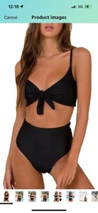 NWT Womens High Waisted Bikini Set Tie Knot High Rise Two Piece Swimsuits Bathin - Picture 1 of 3