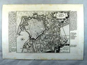 Grabado en cobre de San Omer en el Conde Artois, Francia - Imagen 1 de 4