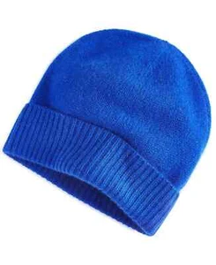 Charter Club Cashmere Ribbed Cuff Beanie Women's One Size Bright Blue Stretch - Picture 1 of 12