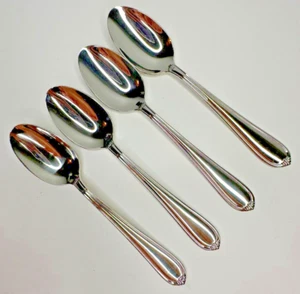 Hampton Silversmiths Glossy HSVI33 Stainless Flatware 4 serving Spoons 8" - Picture 1 of 5