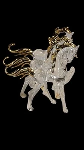 Beautiful  Crystal with Gold Plated Accents Horse Figurine SET OF 3 - Picture 1 of 14