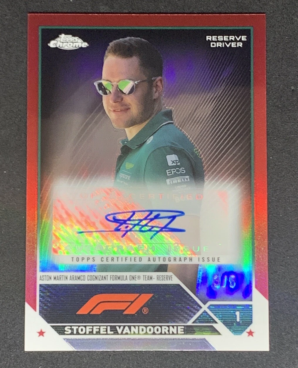 2023 Topps Chrome Formula 1 F1 Stoffel Vandoorne Red Auto 3/5