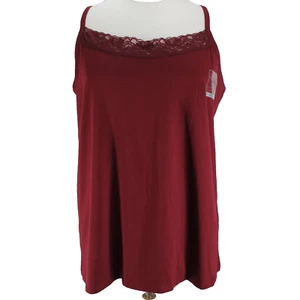 Camiseta sin mangas Catherines Suprema Collection Cami para mujer talla 2X borde de encaje granate - Imagen 1 de 7