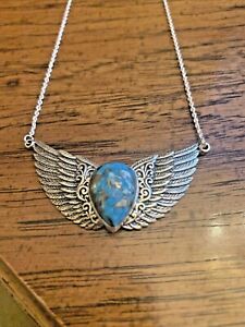 5.50 ctw Mojave Blue Turquoise Necklace 18 Inches in Platinum Over Sterling Silv