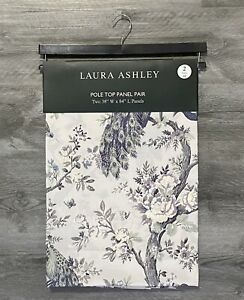 2 Laura Ashley Curtains Belvedere Peacock Curtain Panels 38” x 84” NEW