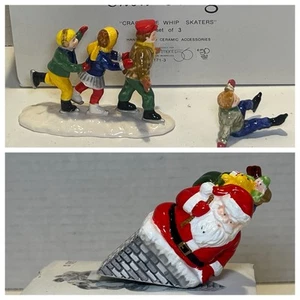 DEPT 56 Crack The Whip Eislaufen den Schornstein hinunter He Goes Snow Village Santa - Bild 1 von 12