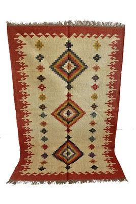 Handwoven Wool Jute Kilim Rug, Wool Jute Rug, Kilim Jute Rug, Flatweave Rug 6x9 - Image 1 of 4