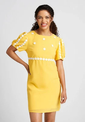 Modcloth How Sweet It Is Shift Dress Sunny Yellow Dress 6   70s Retro Mini NWT - Image 1 of 4