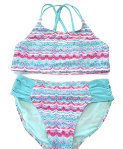 More Than Magic 2 Piece Swimsuit Set Junior Girl Sz XL 14 / 16 Blue Pink Tie Dye - Picture 1 of 19
