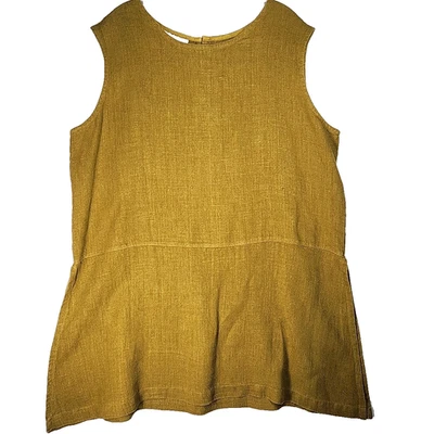 Túnica feminina bryn Walker linho pesado L verde sem mangas Lagenlook tamanho grande - Imagem 1 de 4