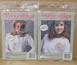 Vintage Wearables zum Kreuzstich versiegelt Menge 2 - Muscheln & Einhörner - Bild 1 von 2