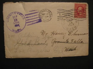 US #332 1909 2c Washington - Forwarded Granite Falls Gold Basin Snohomish WA - Picture 1 of 2