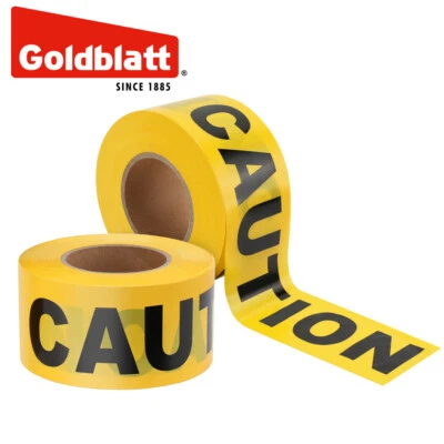 Goldblatt 2PC 3"X1000FT Yellow Caution Tape Warning Safety Tape Bold Black Font - Image 1 of 4
