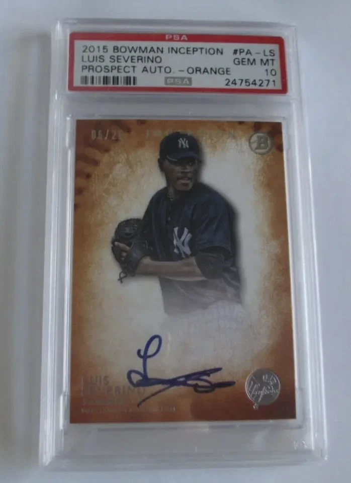 2015 BOWMAN INCEPTION LUIS SEVERINO RARE ORANGE AUTO (6/25) RC PSA 10 - METS!!!! - Image 1 of 1