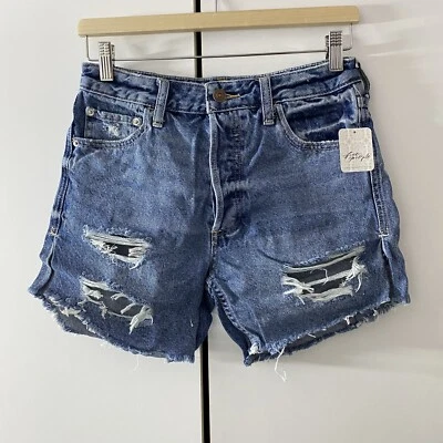 Free People Denim Shorts Baggy Tomboy Size 24 UK 2 - Image 1 of 4