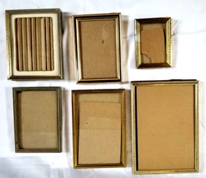 6 VTG Small Frames Portrait Similar Gold Brass Tone Metal MCM Collage Asst Sizes - Picture 1 of 17