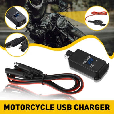 Waterproof to / USB SAE Charger for Adapter Motorcycle Cable Tablets Phone GPS - Image 1 of 4