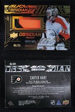 2022-23 SPx UD Black Obsidian Jersey Gold Patch /25 Carter Hart #OJ-CH Patch