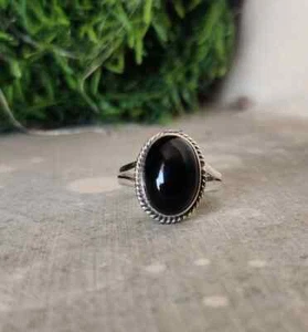 Black Onyx Gems Sterling Silver Womens Designer Split Statement Band Ring - Picture 1 of 4