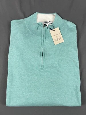 Peter Millar Golf Sweater Crown 1/4 Zip XXL Blue Cotton Lyocell NWT MSRP $195 - Image 1 of 4