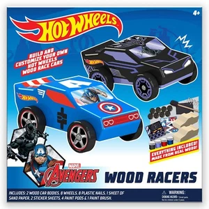 Wood Car Racers - 2 Pack (Marvel Advengers Black Panther & Captain America) - Afbeelding 1 van 3